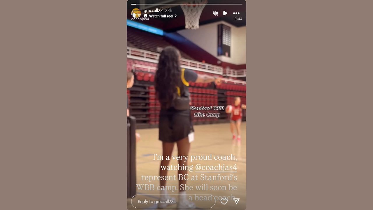 Bonner's father praises a former player he coached on his IG story. (Credits: @gmccall22/Instagram)
